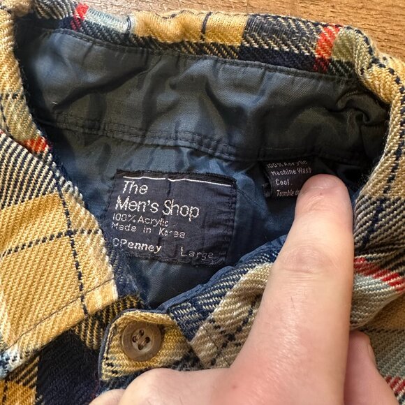 The Mens Shop Casual Button Down Mens Large Acrylic Plaid Flannel Dress Shirt - Picture 2 of 8